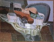 Juan Gris The Still life having table and armchair France oil painting artist